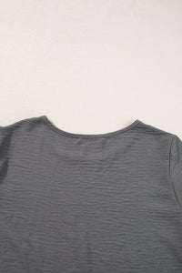 Dark Grey Ruffled Short Sleeve Plus Size Top