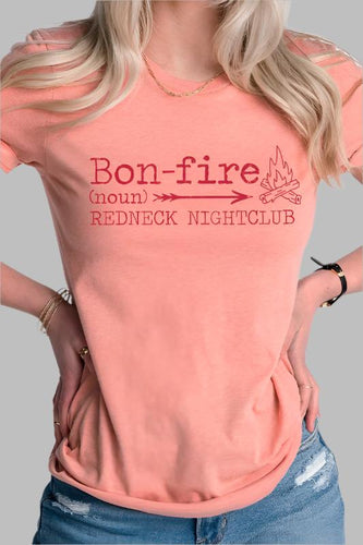 Bonfire Redneck Nightclub Fire Side Graphic Tee