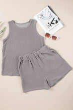 Load image into Gallery viewer, Erin-Medium Grey Corded Sleeveless Top and Pocketed Shorts Set