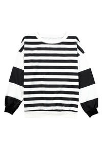 Striped Casual Drop Shoulder Pullover Sweatshirt