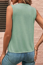 Load image into Gallery viewer, Khaki Solid V Neck Pleat Sleeveless Shirt