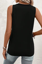 Load image into Gallery viewer, Black Half Button V Neck Patched Pocket Tank Top