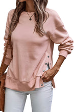 Load image into Gallery viewer, Light Pink Snap Buttons Side Splits Pullover Sweatshirt