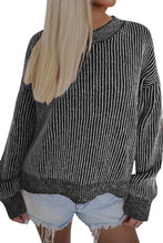 Load image into Gallery viewer, Red Casual Stripe Print Round Neck Sweater
