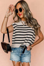 Load image into Gallery viewer, Apricot Stripe Boxy Knitted Round Neck Sweater Tank