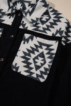 Load image into Gallery viewer, Black Aztec Patchwork Buttoned Corduroy Shacket