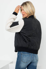 Load image into Gallery viewer, Onion Quilted Bomber With Sherpa Sleeves