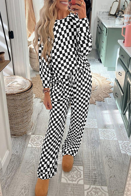 Lilly Black Checkered Lounge Set