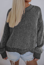 Load image into Gallery viewer, Red Casual Stripe Print Round Neck Sweater