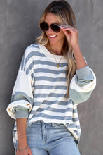 Load image into Gallery viewer, Striped Casual Drop Shoulder Pullover Sweatshirt