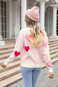 Cora Heart Print Knit Sweater