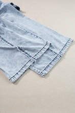 Load image into Gallery viewer, Beau Blue Light Wash Frayed Exposed Seam Wide Leg Denim Overall