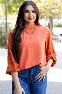 Emily Orange Swiss Dot Blouse