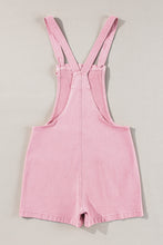 Load image into Gallery viewer, Pink Solid Color Knot Straps Denim Romper with Pockets