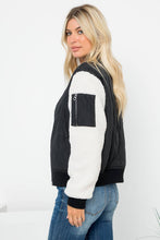 Load image into Gallery viewer, Onion Quilted Bomber With Sherpa Sleeves