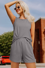 Load image into Gallery viewer, Erin-Medium Grey Corded Sleeveless Top and Pocketed Shorts Set