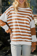 Load image into Gallery viewer, Striped Casual Drop Shoulder Pullover Sweatshirt