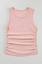 Load image into Gallery viewer, Apricot Pink Plain Ruched Side Slim Tank Top