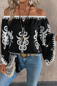 Camila Black Tribal Printed Blouse