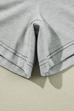 Load image into Gallery viewer, Gray Contrast Stitching Cuffed Sleeve Plus Shorts Set