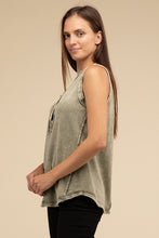 Load image into Gallery viewer, Olivia: Half-Button Raw Edge Sleeveless  Top