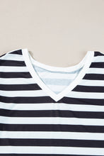 Load image into Gallery viewer, Black Striped V Neck Ruffle Sleeve Top