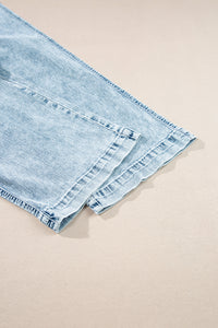 Myosotis Mineral Wash Drawstring Waist Loose Straight Denim Pants