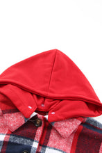 Load image into Gallery viewer, Red Plaid Button Front Hooded Shacket