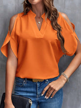 Load image into Gallery viewer, Notched Cold Shoulder Blouse