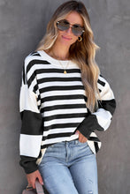 Load image into Gallery viewer, Striped Casual Drop Shoulder Pullover Sweatshirt