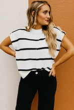 Load image into Gallery viewer, White Striped Batwing Sleeve Sweater