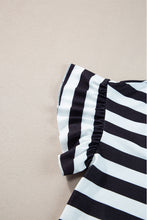 Load image into Gallery viewer, Black Striped V Neck Ruffle Sleeve Top