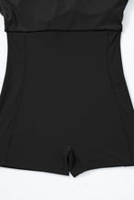 Load image into Gallery viewer, Black Sporty Ribbed Spaghetti Straps One Piece Swimdress