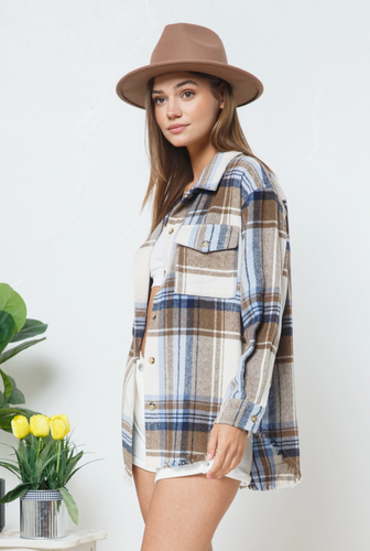 Yarn Dyed Plaid Shirt Jacket Shacket