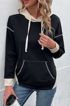 Load image into Gallery viewer, Black with Contrast Stitching Pocket Hoodie