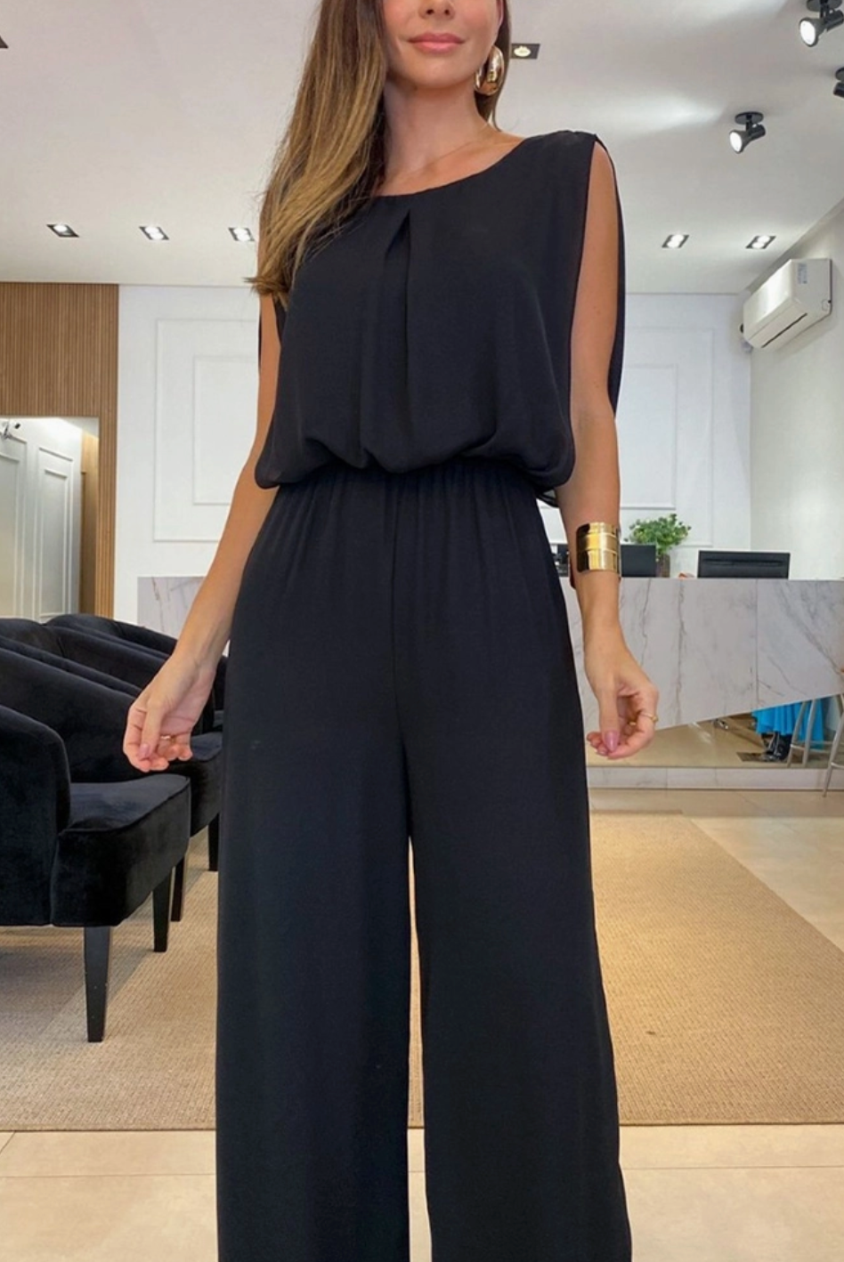 Vanessa-Backless Plain One Piece Jumpsuit