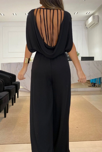 Vanessa-Backless Plain One Piece Jumpsuit