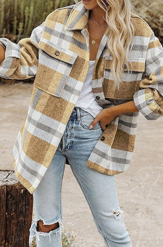 Camel and Gray Plaid Shacket