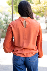 Emily Orange Swiss Dot Blouse