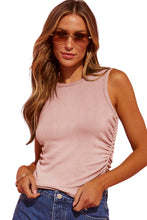 Load image into Gallery viewer, Apricot Pink Plain Ruched Side Slim Tank Top