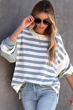 Load image into Gallery viewer, Striped Casual Drop Shoulder Pullover Sweatshirt