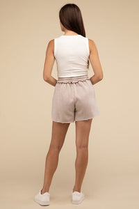 Acid Wash Fleece Drawstring Shorts with Pockets - Honeyed Steele Boutique