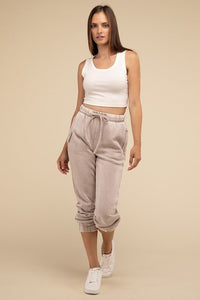 Acid Wash Fleece Sweatpants with Pockets - Honeyed Steele Boutique