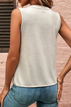 Load image into Gallery viewer, Khaki Solid V Neck Pleat Sleeveless Shirt