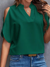 Load image into Gallery viewer, Notched Cold Shoulder Blouse