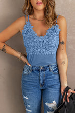 Load image into Gallery viewer, Casual Lace Overlay Strappy Hollow Out Camisole Top