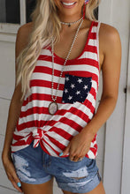 Load image into Gallery viewer, and White Stripes Sleeveless Racerback Tank - Honeyed Steele Boutique