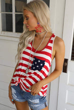 Load image into Gallery viewer, and White Stripes Sleeveless Racerback Tank - Honeyed Steele Boutique