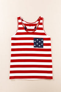 and White Stripes Sleeveless Racerback Tank - Honeyed Steele Boutique