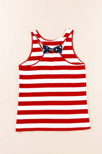 and White Stripes Sleeveless Racerback Tank - Honeyed Steele Boutique